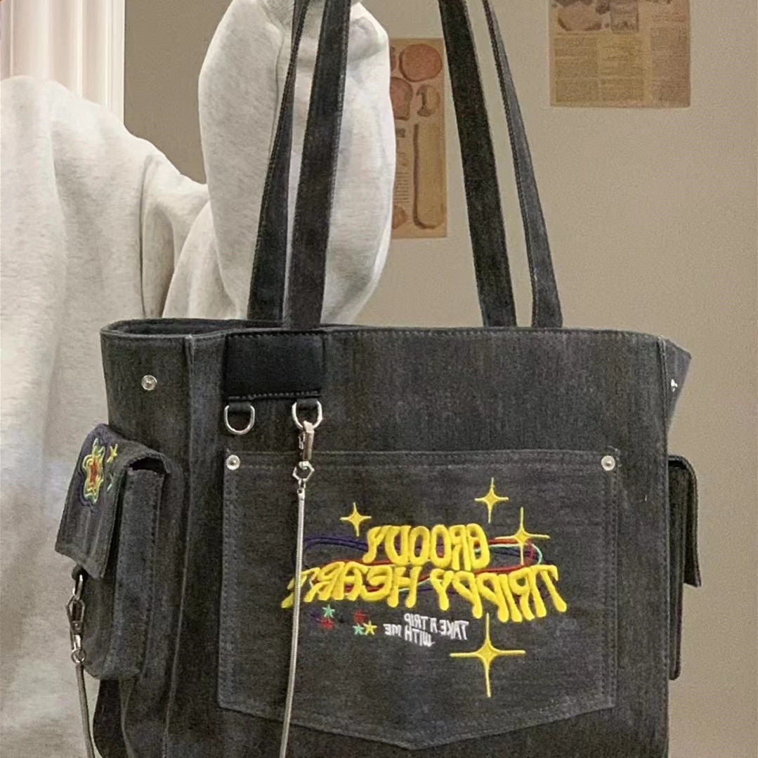 Bag with embroidered letters